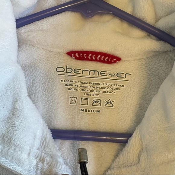 Obermeyer Furry Fleece White 1/4 Zip Pullover Sweater Womens M Winter Warm Skii - Picture 4 of 9